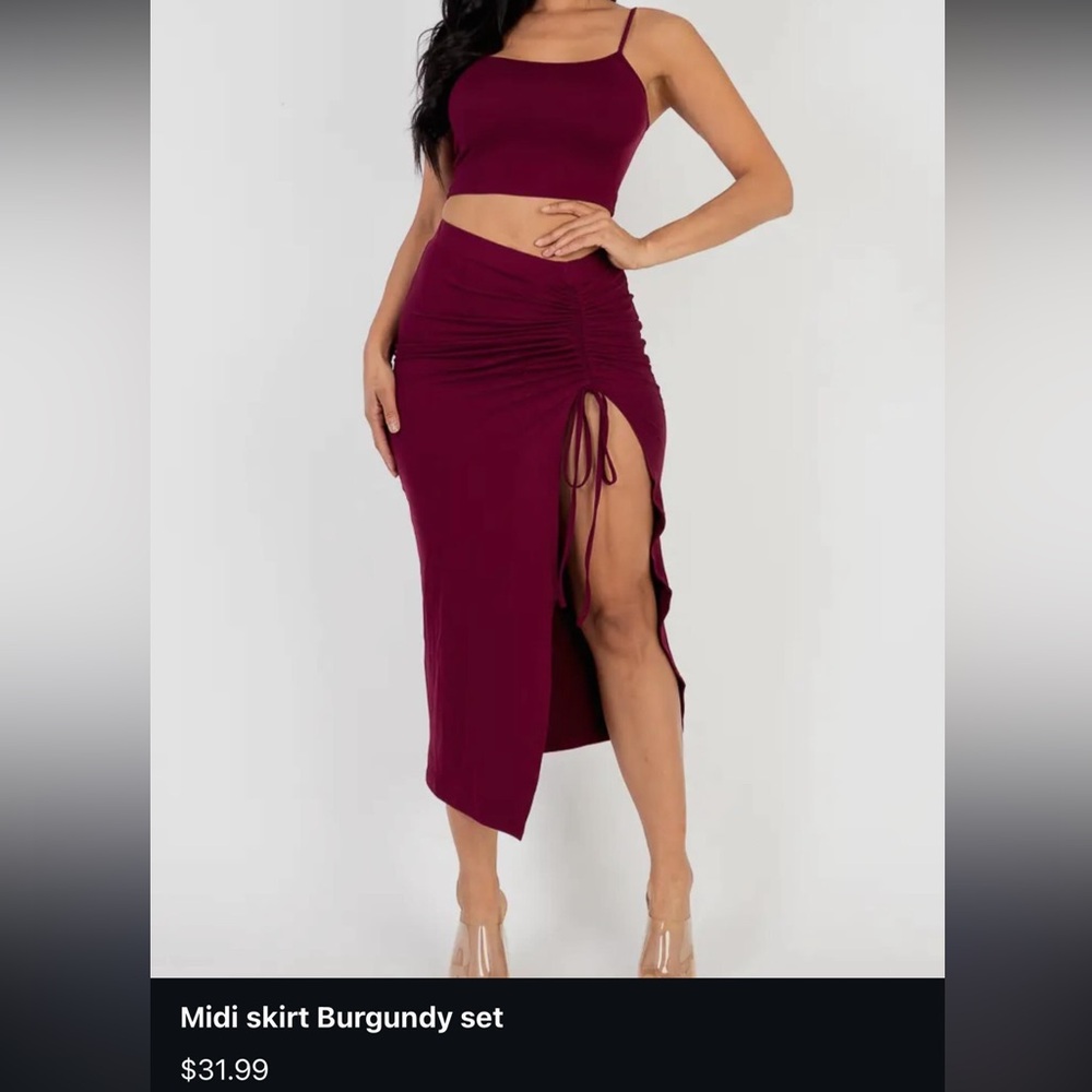 Elegant Burgundy Midi Skirt